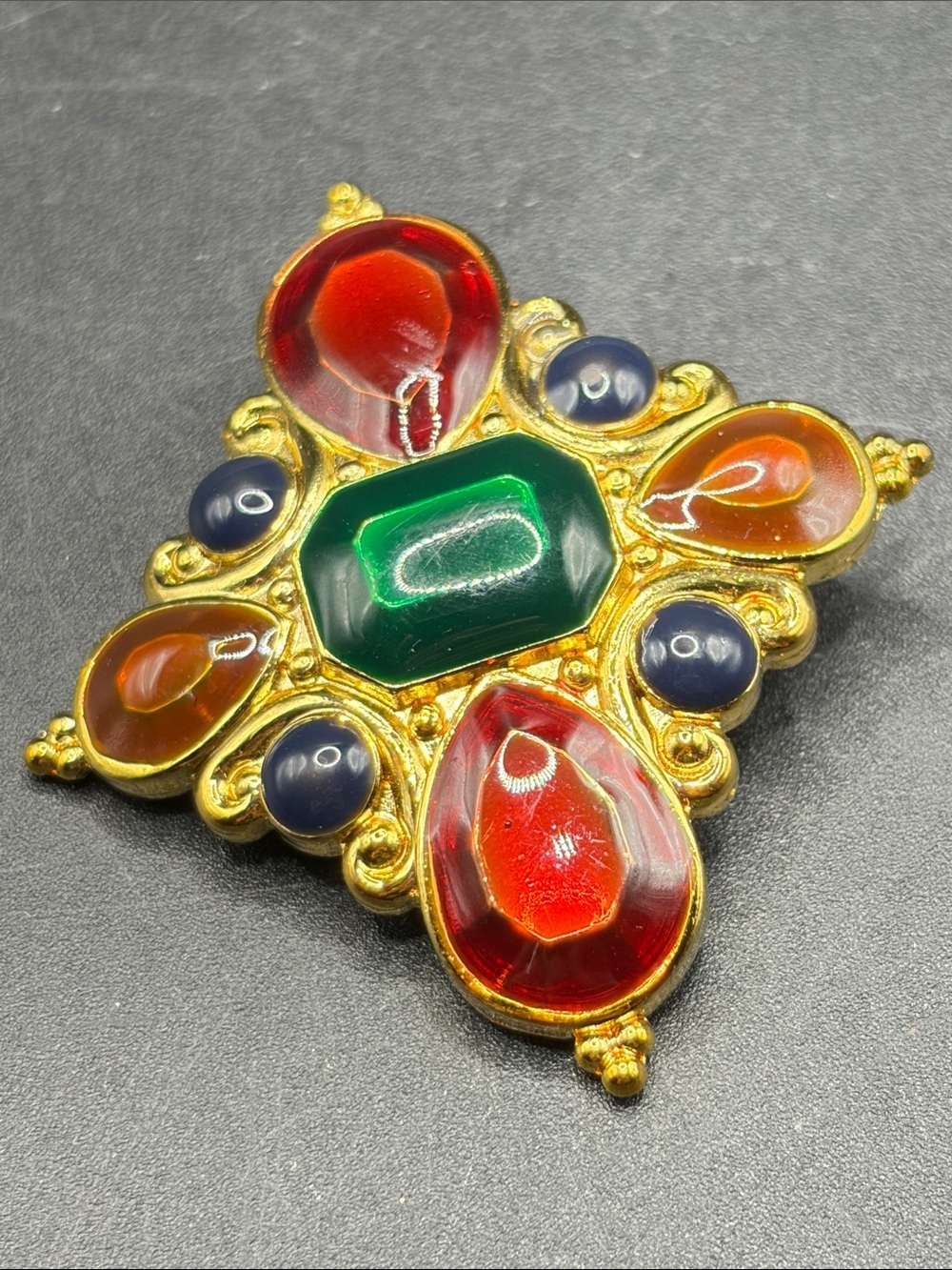 Jay Strongwater Vintage Maltese Cross Scarf Slide Pendant Jewelry Accessory